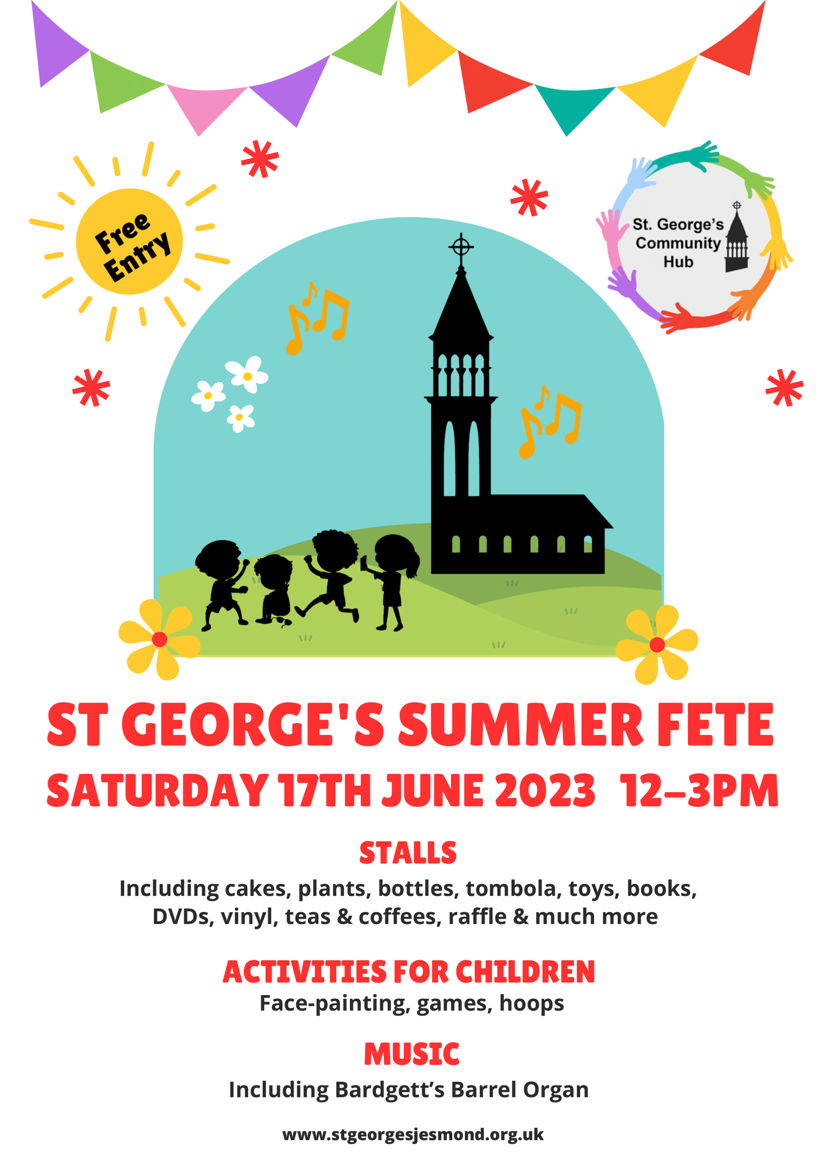 Summer Fete poster with the information described above